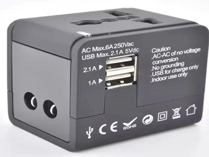 Black and white universal travel adapters with USB support - Chargimundo