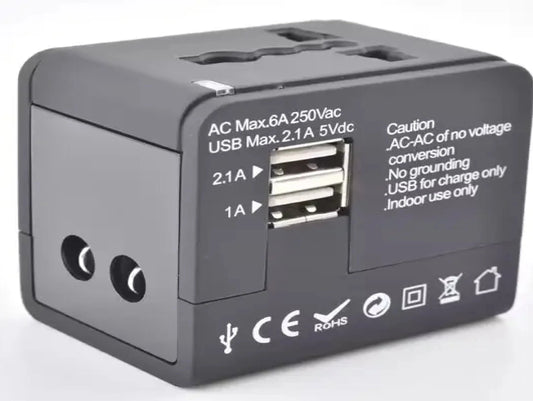 Black and white universal travel adapters with USB support - Chargimundo